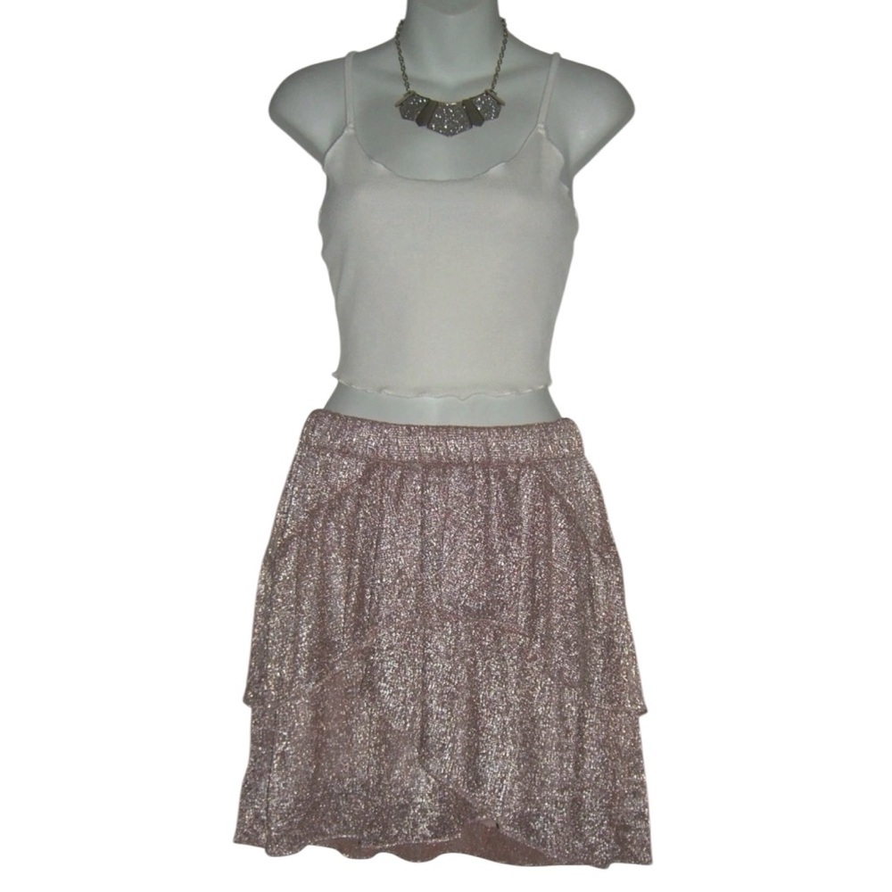 IRO Paris Skirt Pink Silver Metallic Ruffle y2k Kawaii Coquette McBling Fairy M - Picture 2 of 10